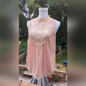 Lace Victorian Style Shear Top, illa illa, Size M, In good condition,
